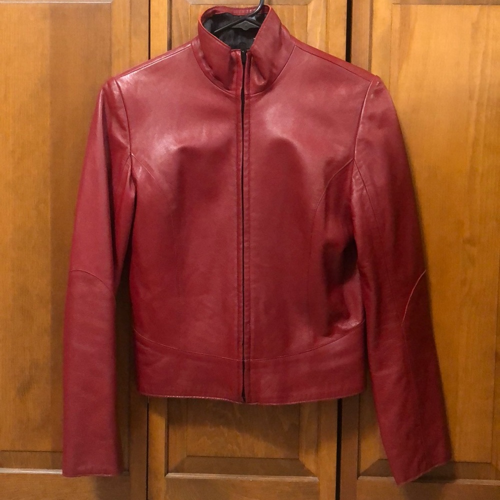 Red Genuine Leather Coat